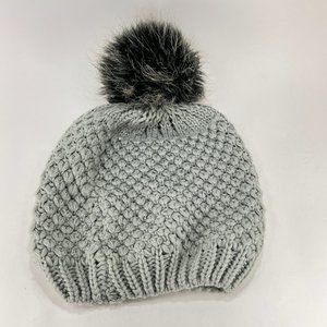Pompom Beanie Hat Knit Ski Winter Silver Flakes Accents Womens Accessory Depot